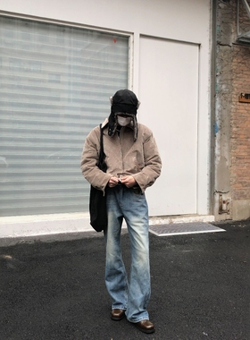 Without Me/ Rotten bootcut jeans 蓝色糜烂裤边微喇牛仔裤