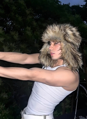 Without Me/Vintage-护耳雷锋帽造型先锋仿貂毛毛帽保暖防风帽子