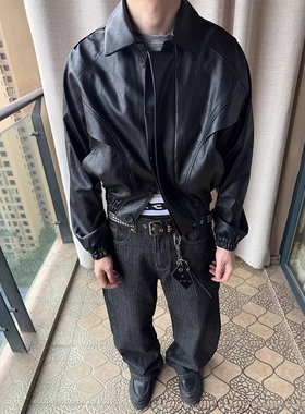 Without Me/REBELTOREBEL 水洗PU皮活页解构/短工装皮衣通勤夹克