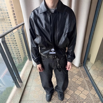 PU皮活页解构/短工装皮衣通勤