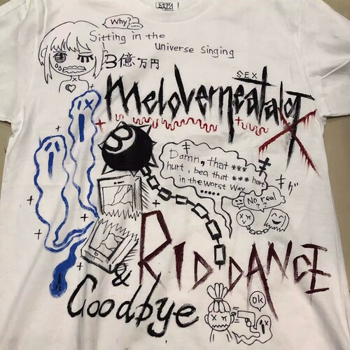 涂鸦锁链台球二次元短袖T恤