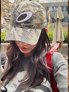 WithoutMe 做旧字母刺绣LOGO迷彩印花鸭舌帽弯檐帽男女VULCAN 美式