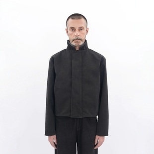 25AW Without PRODUCTION ETHEREAL 纯色翻领极简皮衣夹克