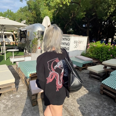 不规则麻花纹理重磅龙虎开衫毛衣