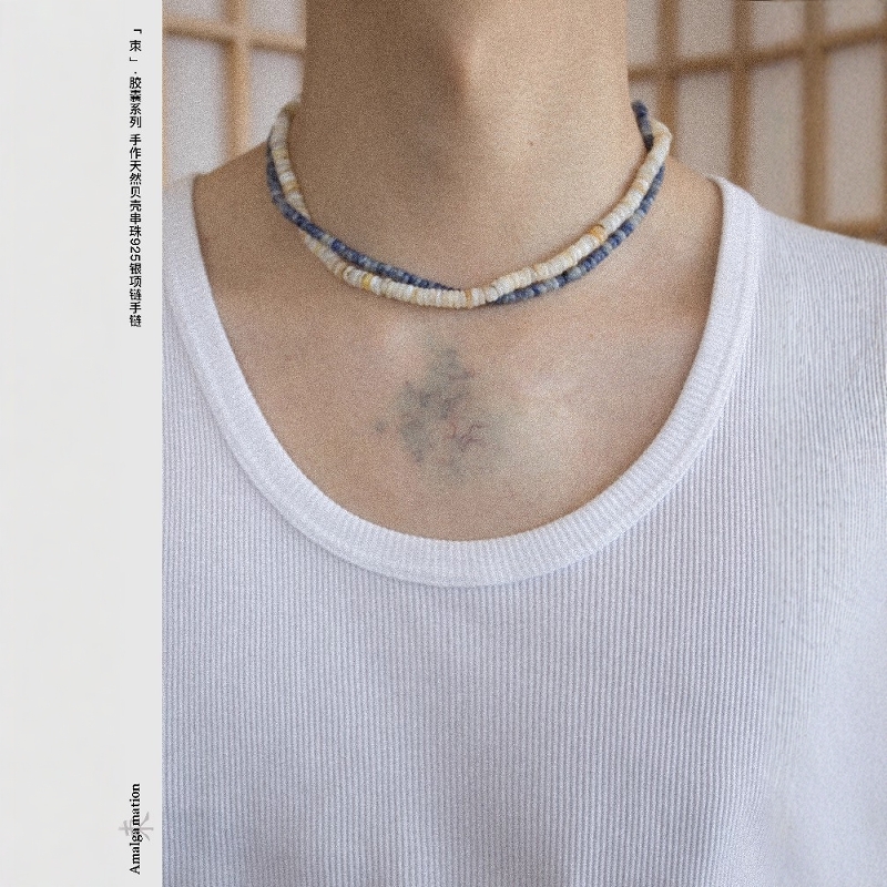 手作天然贝壳串珠925银项链手链