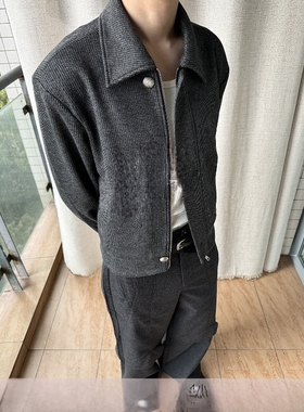 Without Me/TZ killer条纹宽松灰色百搭廓形夹克纽扣通勤长袖上衣