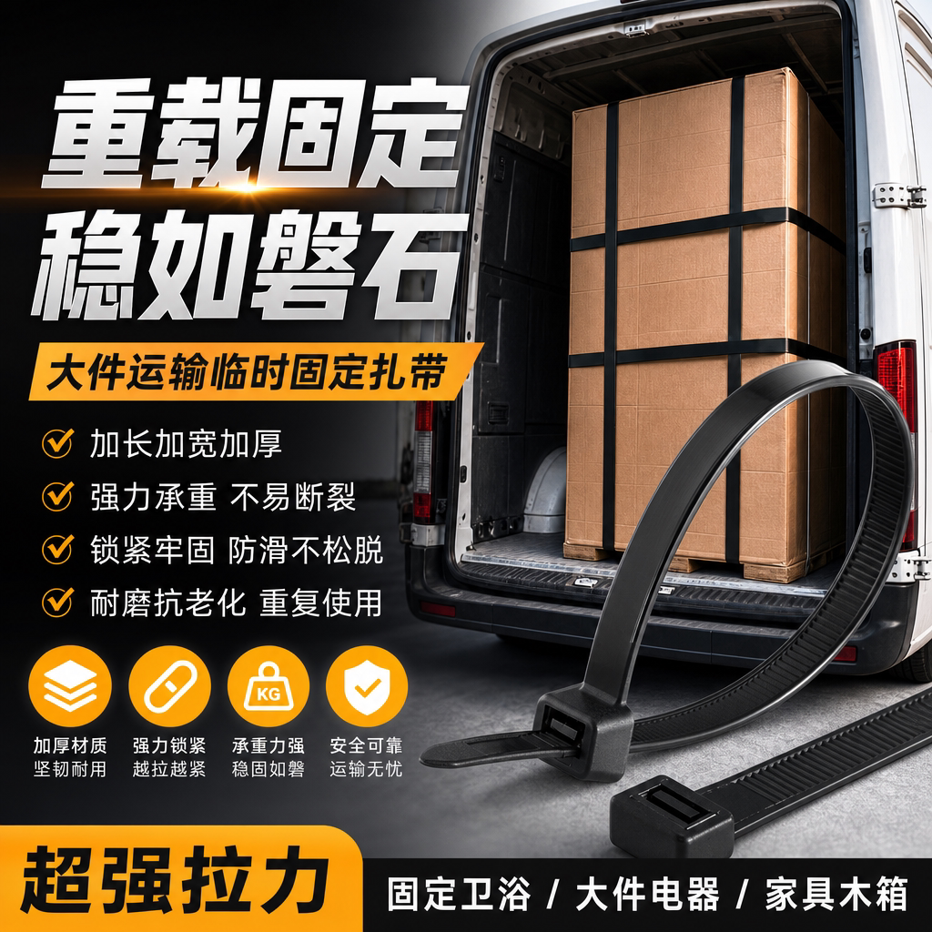 卫浴家具木箱电器大件运输打包固定绑扎带捆绑整理束线带自锁式尼龙扎带卡扣勒死狗捆绑带加宽加厚加长扎带