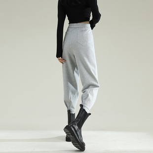 女秋季 女九分马丁靴裤 2022新款 宽松高腰运动萝卜裤 卫裤 束脚哈伦裤