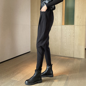 子 春秋高腰显瘦萝卜休闲小脚马丁靴长裤 女士黑色哈伦裤 女2026新款