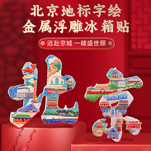 城市文字文创冰箱贴北京沈阳重庆武汉大同中国风旅游纪念品礼盒装