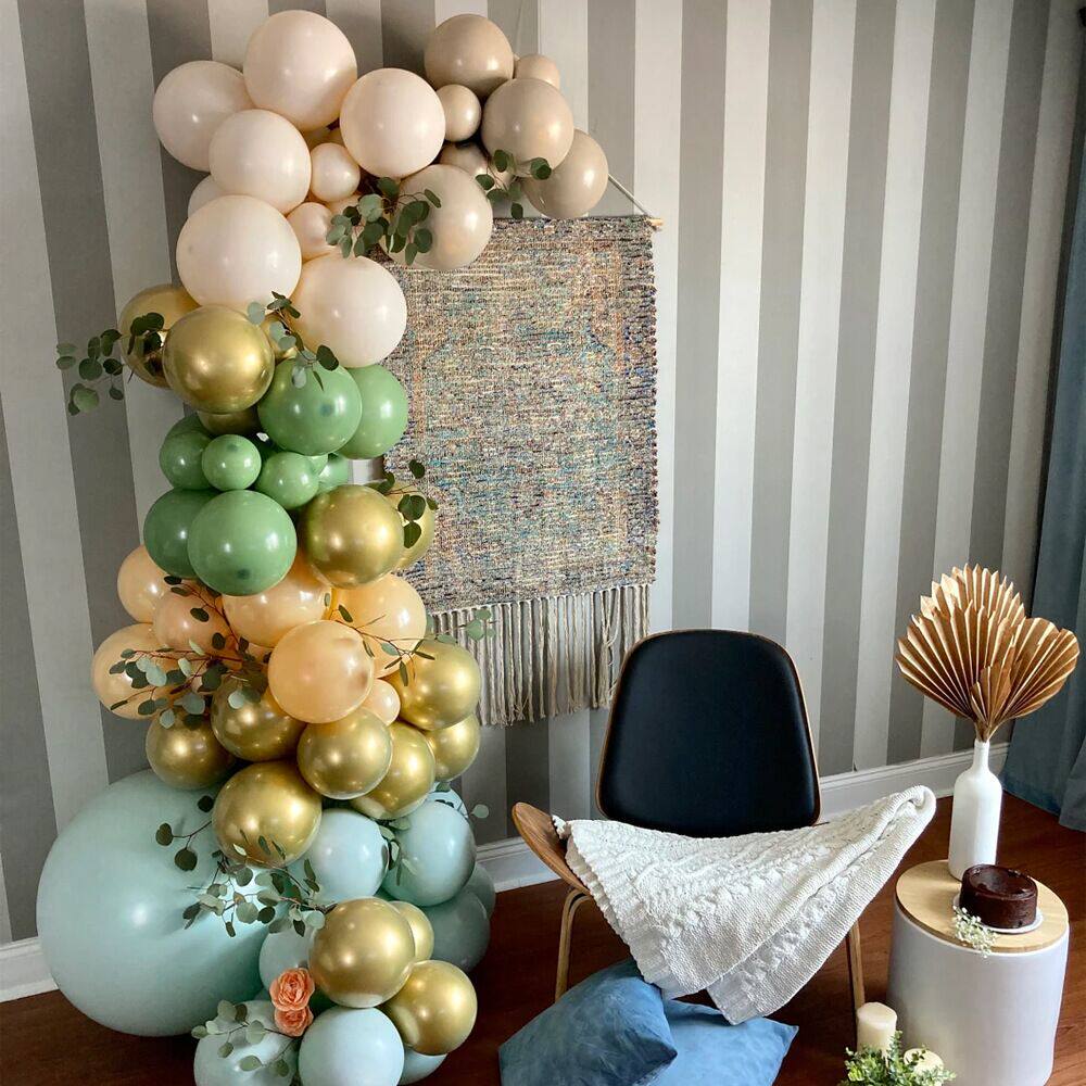 夏季橱窗装饰复古绿气球链店铺门口造型活动场景布置宝宝生日派对