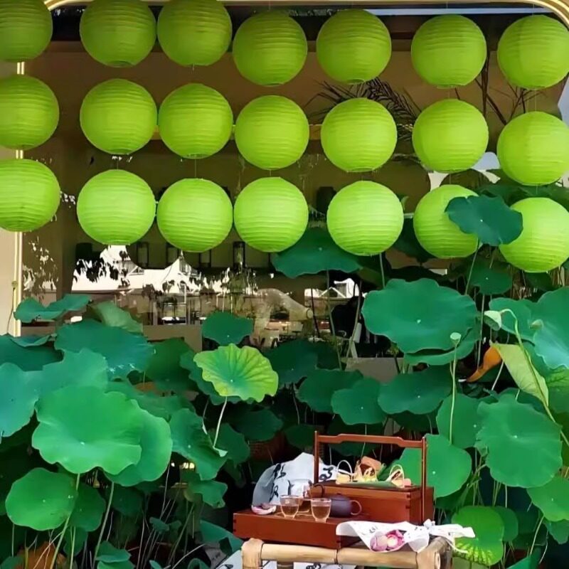 夏天端午节纸灯笼绿色森系主题商场橱窗幼儿园环保创意布置装饰品