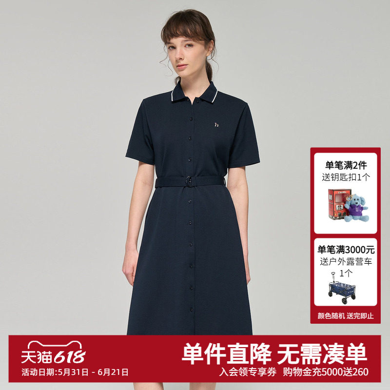 Hazzys哈吉斯夏季女装2026新款时尚针织连衣裙女休闲潮流通勤裙子