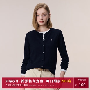 Hazzys哈吉斯秋季假两件针织开衫女士通勤休闲毛衫时尚潮上衣外套