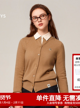 HAZZYS哈吉斯奥莱秋冬新品女士针织衫羊毛开衫外套女ABYSD1BCX02