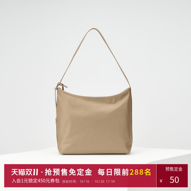 Hazzys哈吉斯女士休闲时尚hobo单肩包女纯色通勤日常百搭