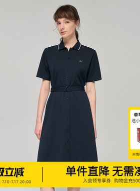 Hazzys哈吉斯夏季女装2026新款时尚针织连衣裙女休闲潮流通勤裙子
