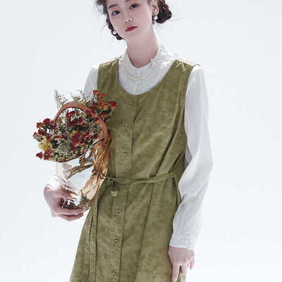 圆领长比甲暗纹一衣多穿原创国风