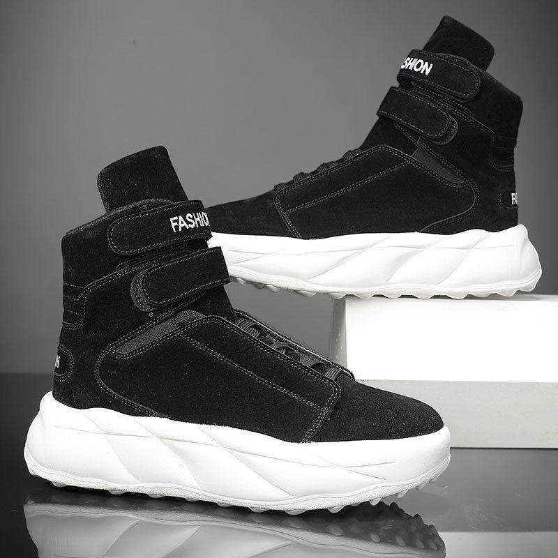 高帮鞋男士夏季2025年新款男鞋魔术贴免系带休闲运动潮鞋街舞鞋