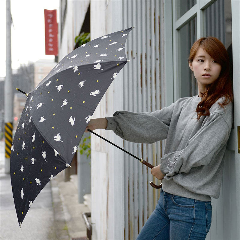 日本nifty colors雨伞长柄便携自动长伞弯把遮阳晴雨两用小清新女