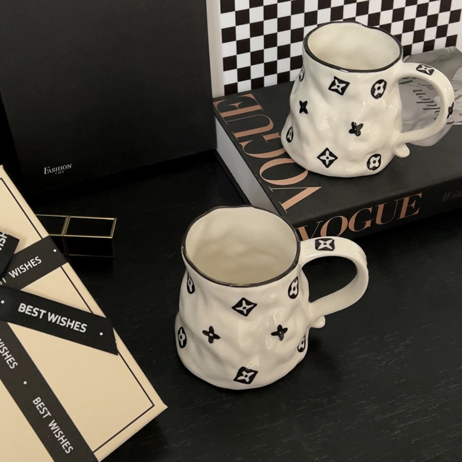 小众高颜值手捏老花陶瓷杯