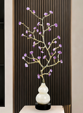 轻奢风紫水晶发财树摆件乔迁礼物