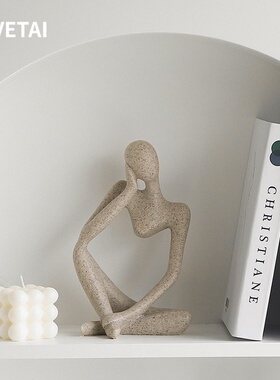 LIVETAI创意抽象雕像人物摆件小众ins风桌面装饰品北欧风树脂雕塑