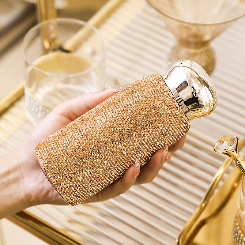 LIVETAI 작은 고급 기능 인터넷 연예인 라인석 보온병 컵 다이아몬드 소형 및 휴대용 304 스테인레스 스틸 워터 컵