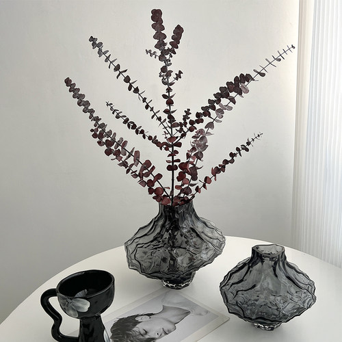 LIVETAI轻奢ins风山谷花瓶摆件客厅仿真绿植水养插花水晶玻璃瓶小