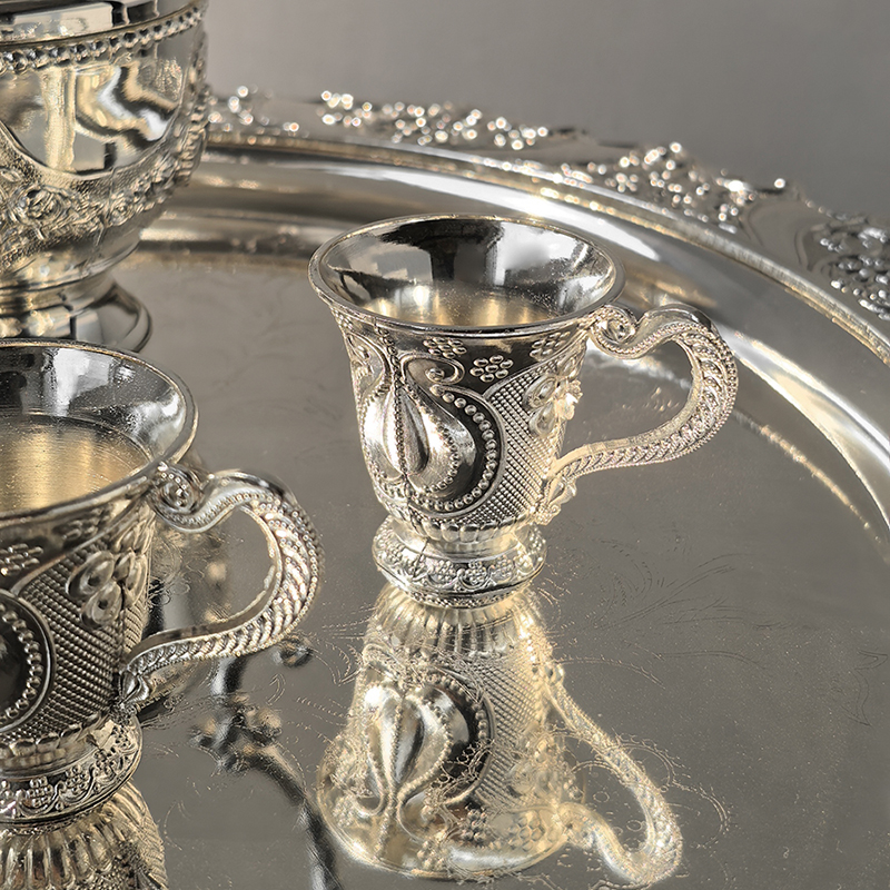 LIVETAI复古风电镀银小酒杯 高颜值白酒杯高颜值迷你玻璃杯一口杯