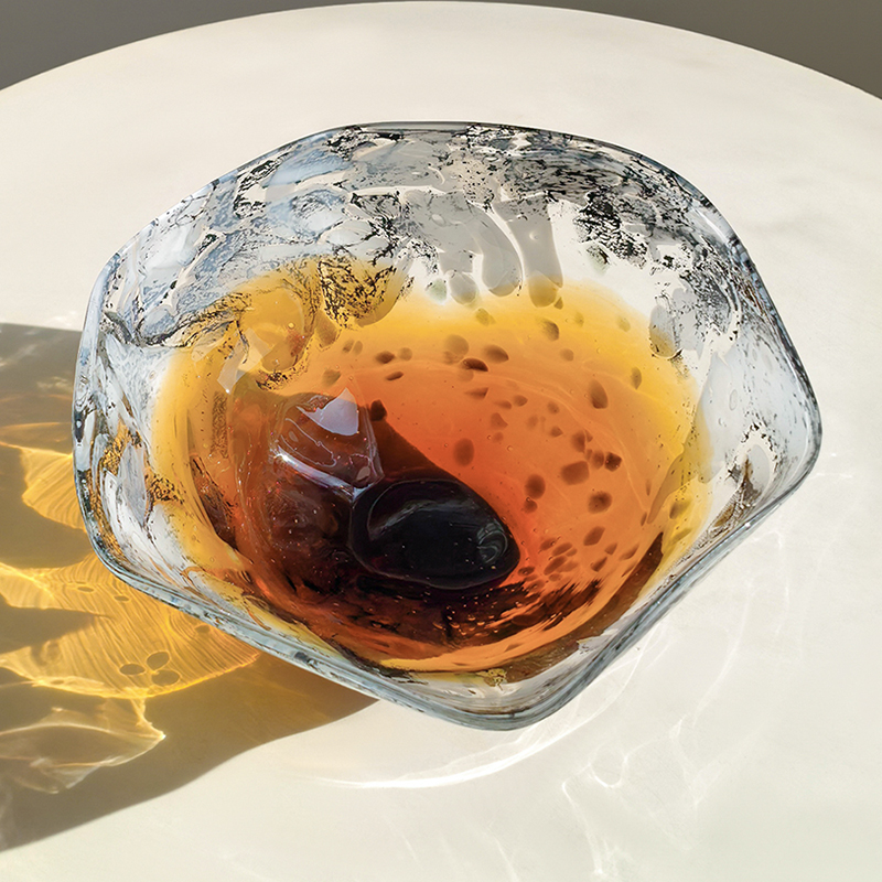 LIVETAI轻奢泼墨玻璃果盘摆件