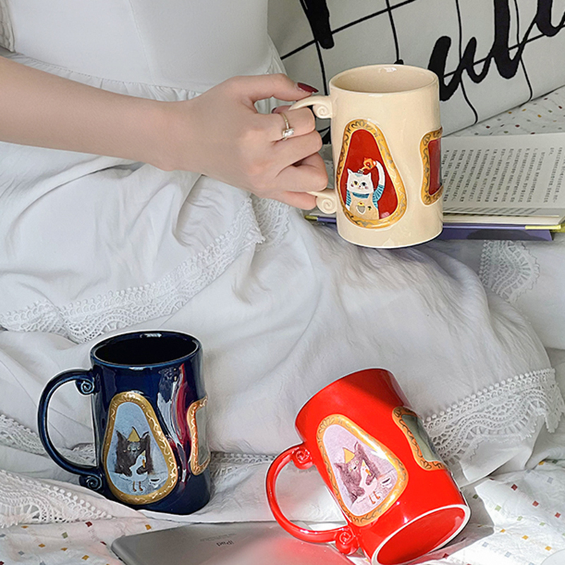 ins风陶瓷手工画框马克杯