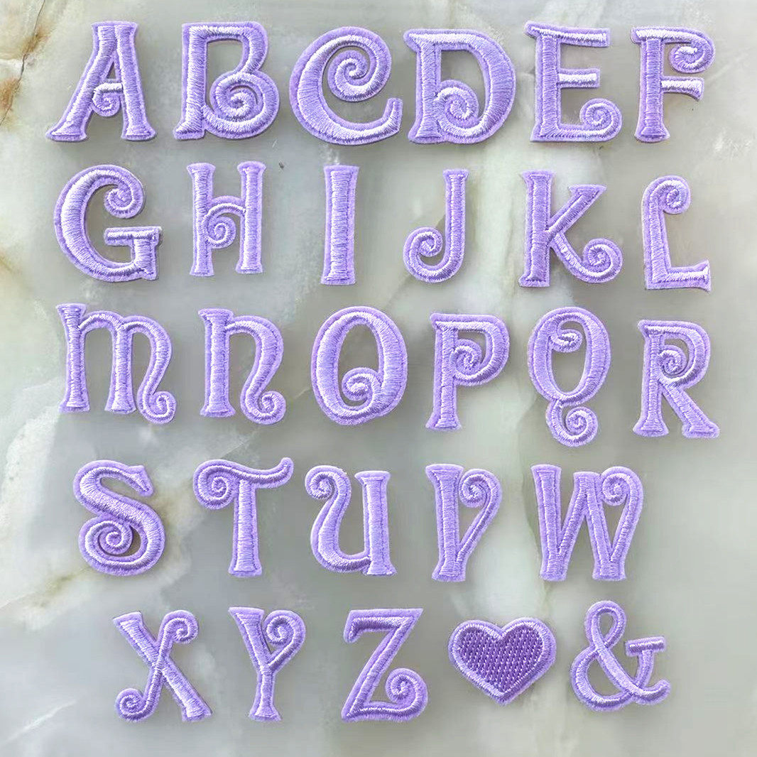 紫色字母刺绣贴自粘26个英文字母配件diy补丁贴围巾衣服装饰辅料,居家布艺,布贴,淘宝优惠券,粉丝福利购,淘宝优惠卷