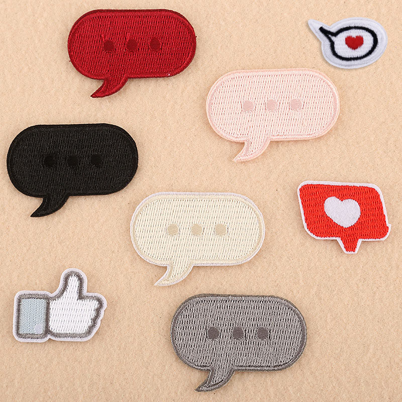 对话框衣服装饰贴布贴花刺绣卡通衣贴爱心手赞点赞