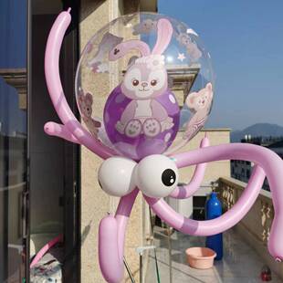 网红风筝气球飞天娃娃飘空波波球芭比气球带灯夜光彩灯灯线风筝