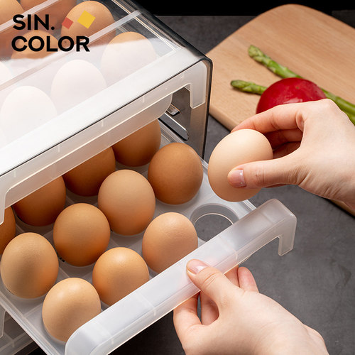 抽屉式防摔冰箱双层装透明鸡蛋盒