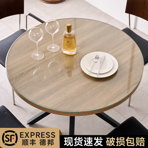 3C认证加厚圆形钢化玻璃桌面耐热