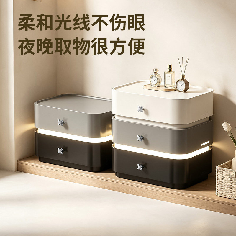 桌面收纳盒抽屉式杂物办公学生书桌文具整理神器玄关置物架可叠加图片