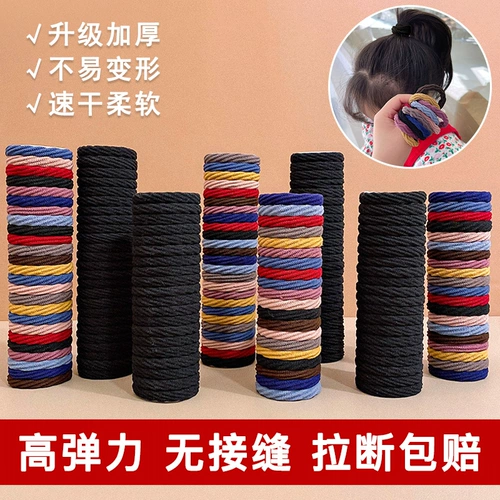 Детская резинка для волос, черный эластичный безвредный аксессуар для волос, не повреждает волосы