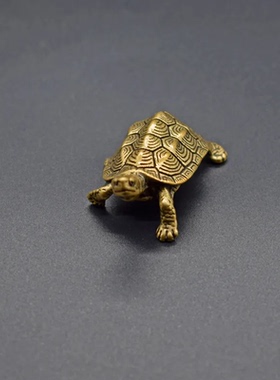 风水铜器摆件复古实心纯铜长寿乌龟摆件铜龟茶宠盖置实心铜乌龟