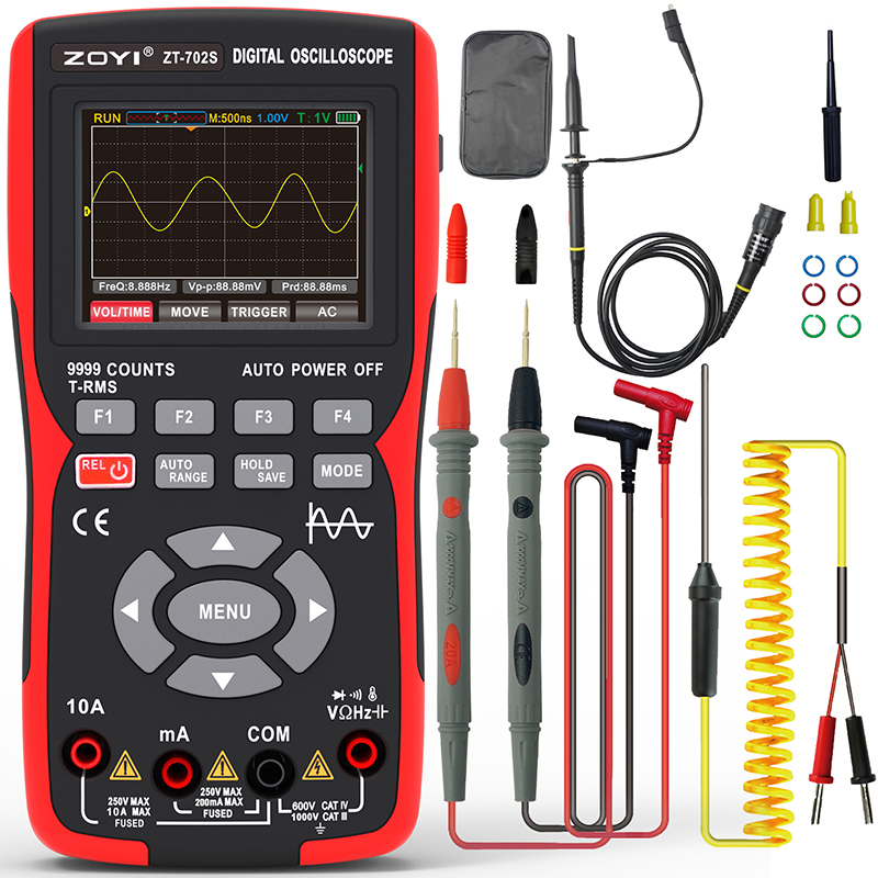 众仪ZT702S新款彩屏手持数字示波器万用表汽修仪表多功能测量防烧