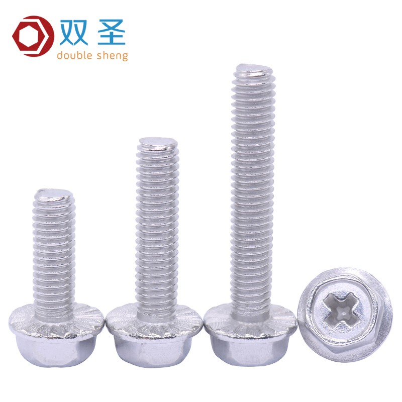 【M4 M5 M6 M8】304不锈钢十字法兰螺丝带齿外六角法兰面防滑螺栓