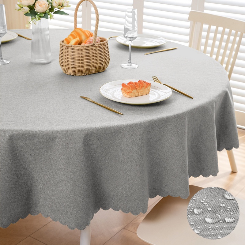 亚马逊大圆桌布防水防油纯色家用餐桌布tpu覆膜圆形餐厅台布
