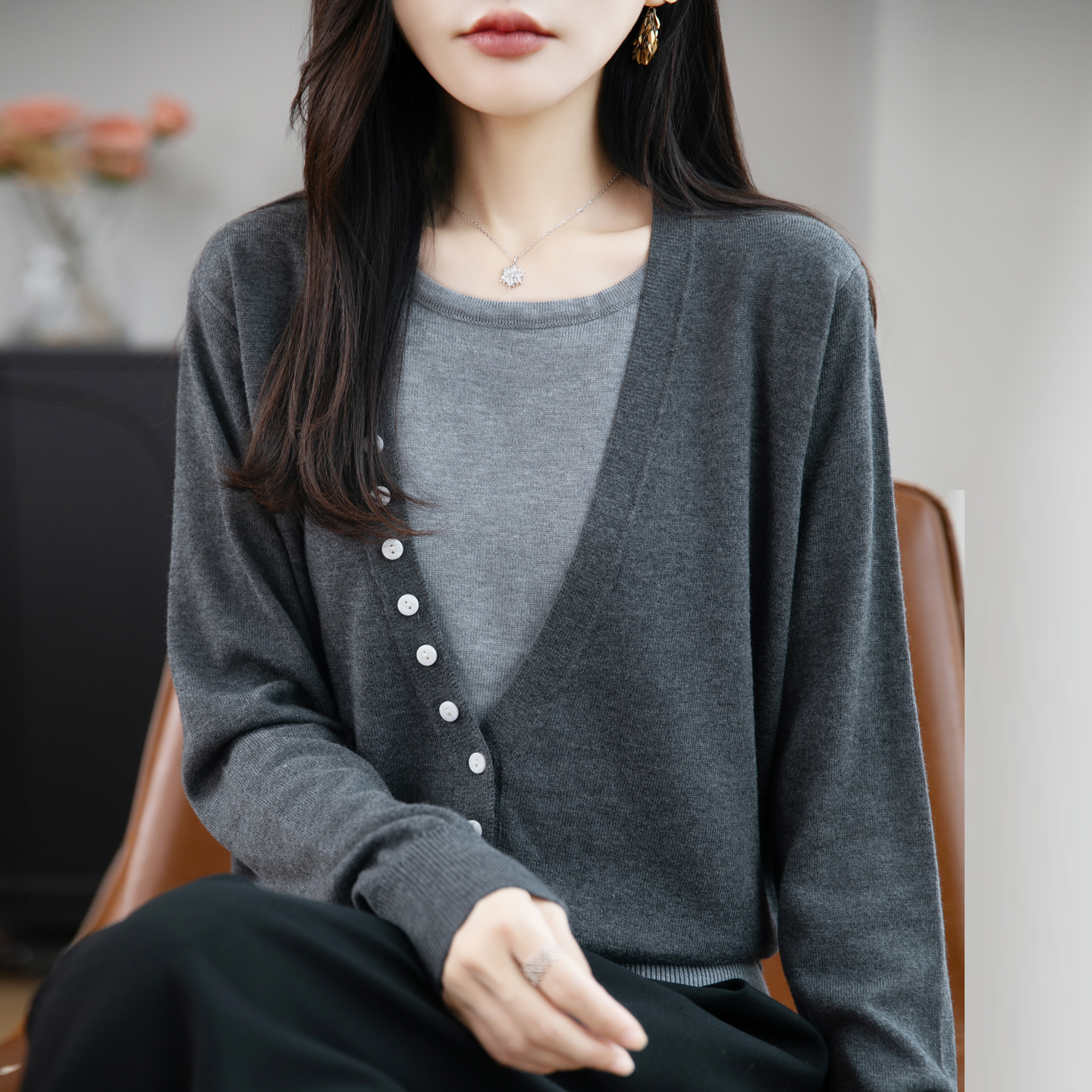 假两件针织衫女2025新款