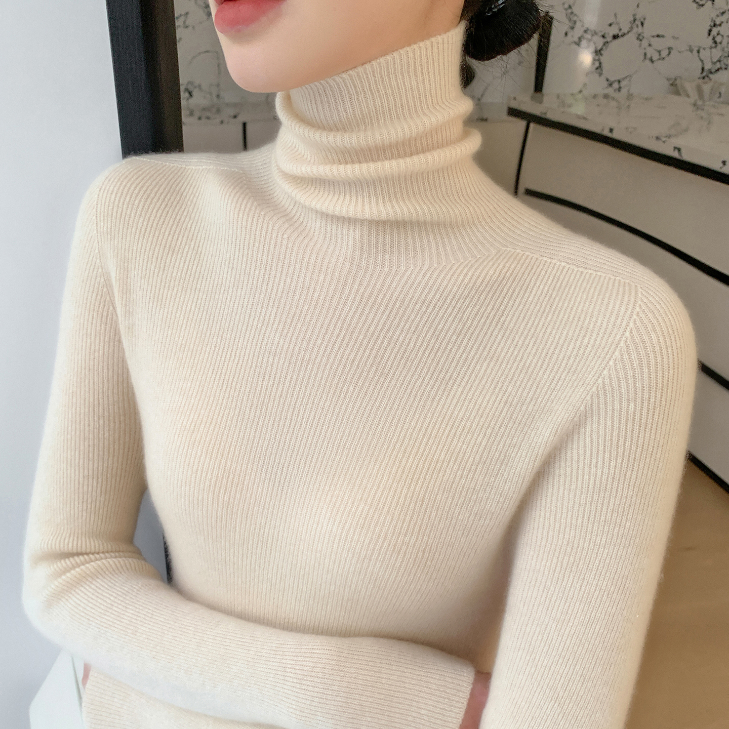 超好看一线成衣高领毛衣女