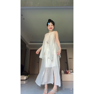 2025夏季 女 新款 韩系独特漂亮超好看小众设计高级感白色连衣裙套装
