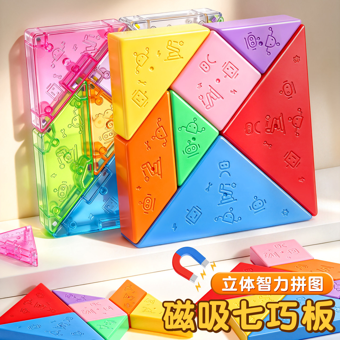 立体磁性七巧板数学几何图形教具