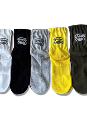 袜子男士中筒袜男女情侣短袜吸汗防臭长袜潮流青少年字母运动袜