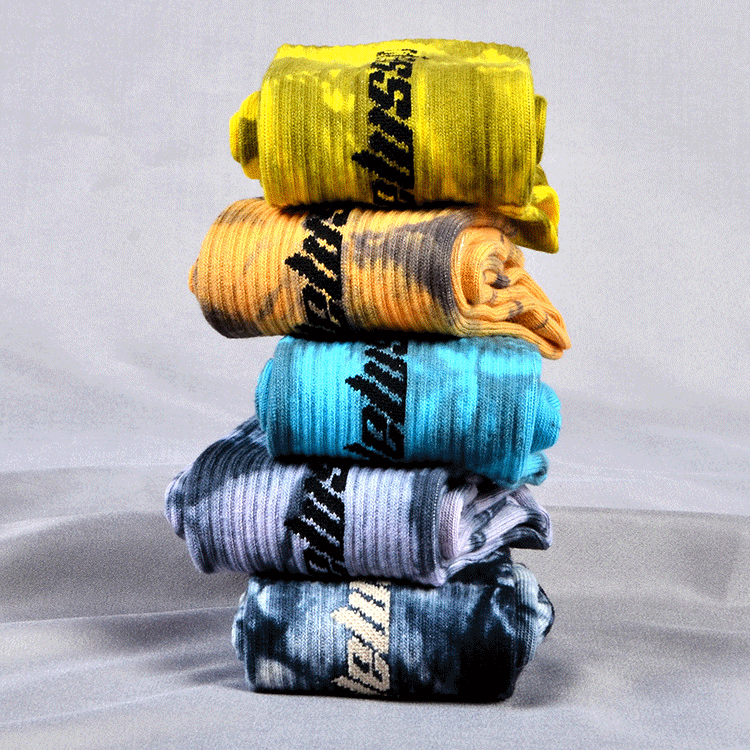 袜子男扎染高帮纯棉棉百搭篮球袜