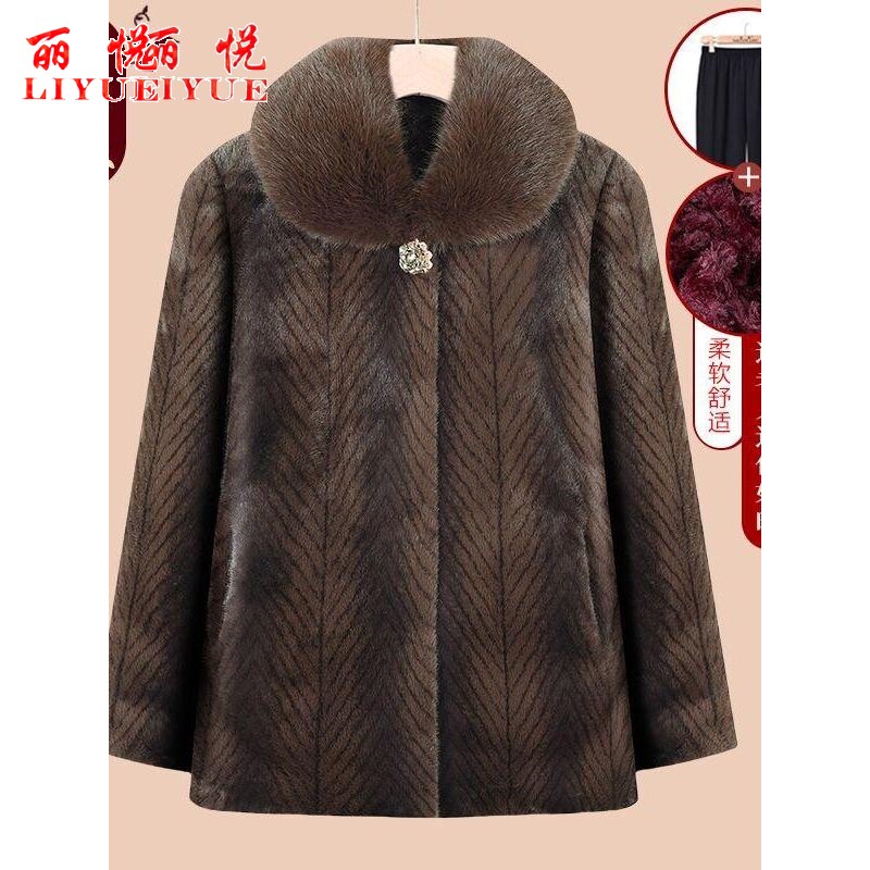 中老年冬装女奶奶秋冬季加绒大衣老太太棉袄妈妈款中长款加厚外套
